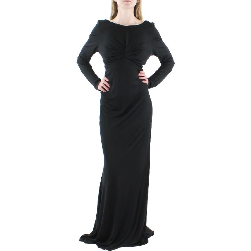 Donna Karan Womens Knit Long Sleeves Evening Dress