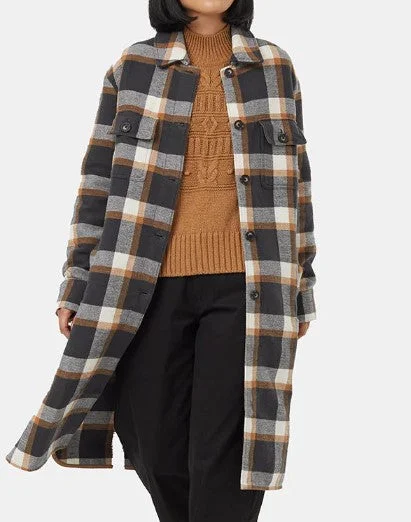 Heavy Weight Flannel Long Jacket - Camel/Modern Plaid