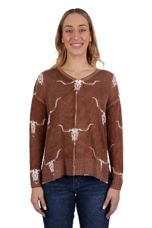 LADIES PURE WESTERN VEOLA KNITTED PULLOVER